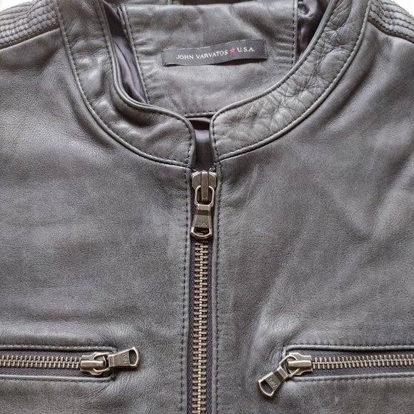 JOHN VARVATOS STAR USA BAND COLLAR LEATHER JACKET - Picture 3 of 10